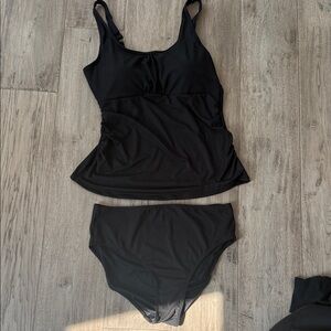 Black Ribbed Swimsuit Set